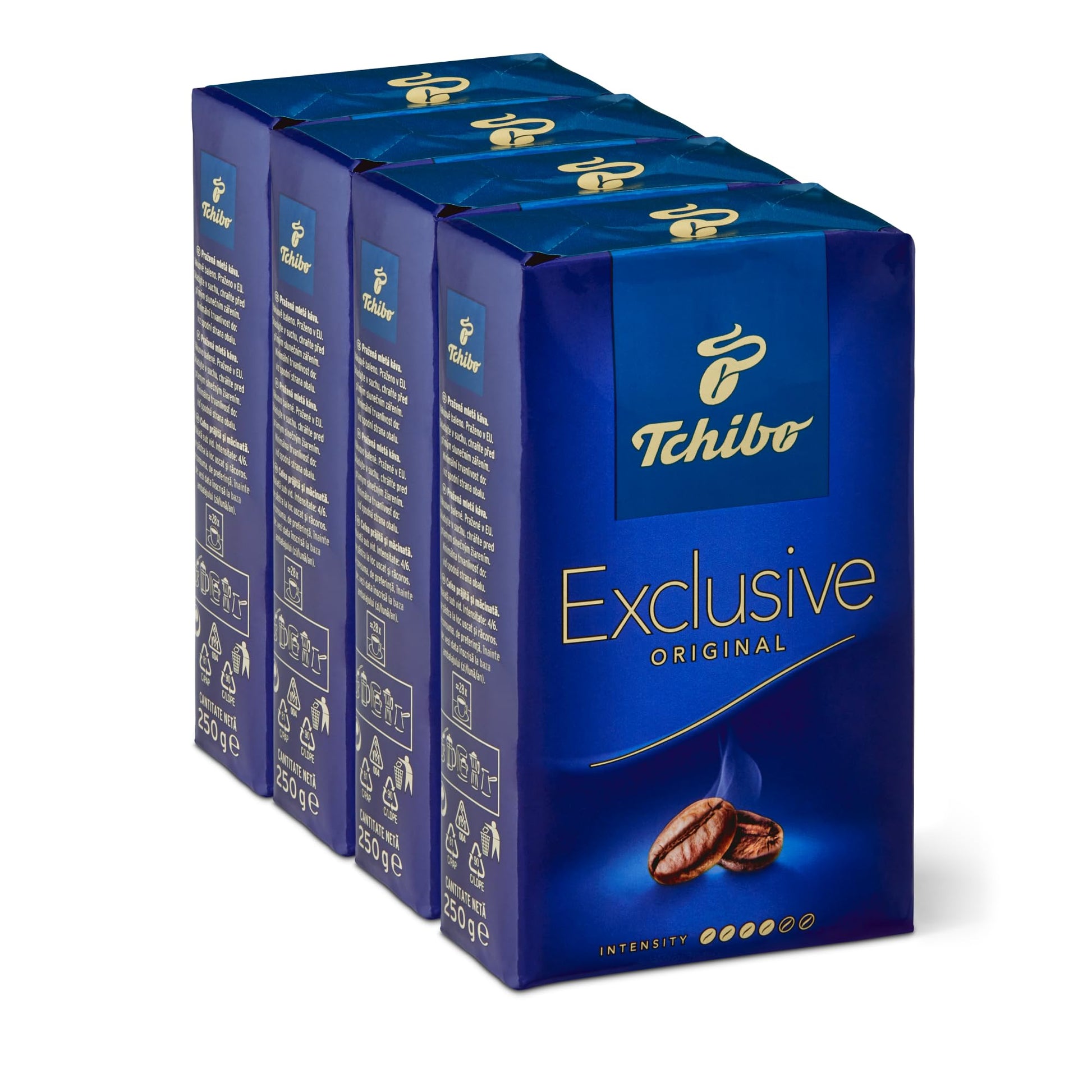 Tchibo Exclusive Coffee, Premium Ground, 8.8-Ounce Vacuum Packs (Pack Of 4) Medium Roast With A Harmonious Taste And Delicate Aroma