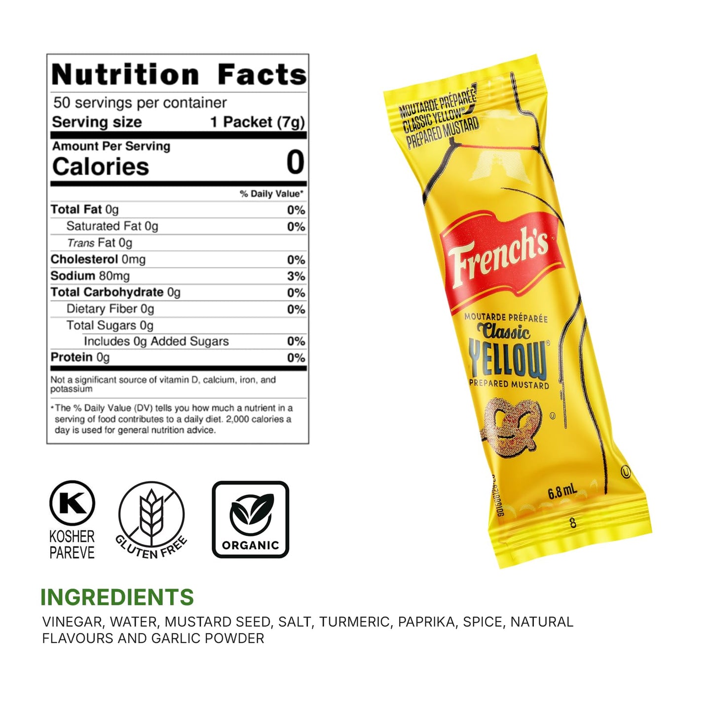 PailSail Yellow Mustard Condiment Packets - 150 Pack, 150 Count