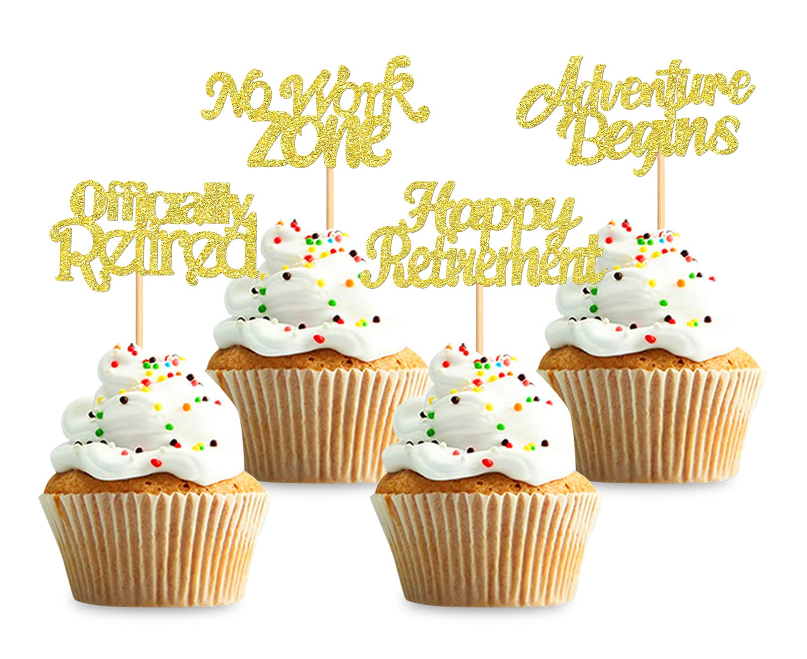 Keaziu 24Pcs Happy Retirement Cupcake Toppers Officially Retired No Work Zone Adventure Begins Cupcake Picks Retirement Theme Fa