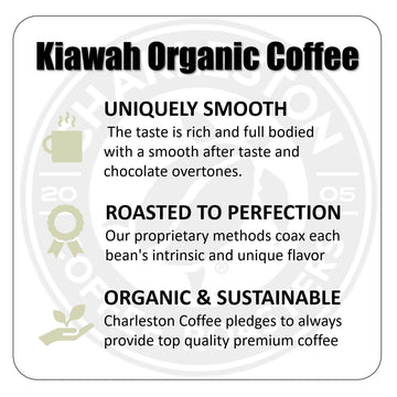 Charleston Coffee Roasters | Specialty Organic Ground Coffee | Hand Picked, Premium Slow Roast (Kiawah, Dark Roast) 12Oz