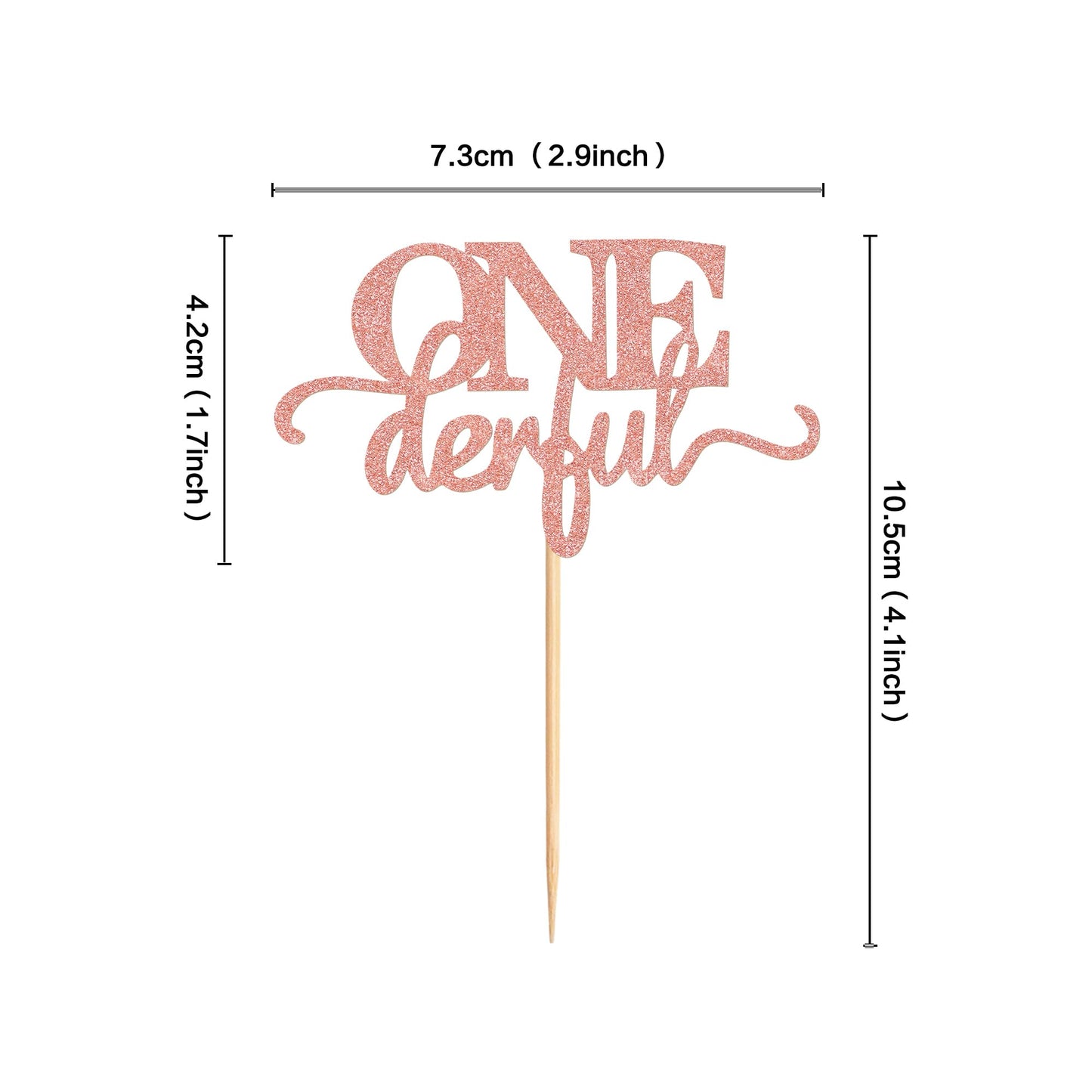 Ercadio 24 Pack Onederful Cupcake Toppers Rose Gold Glitter Onederful Cupcake Picks Onederful Cupcake Decorations For Baby Showe