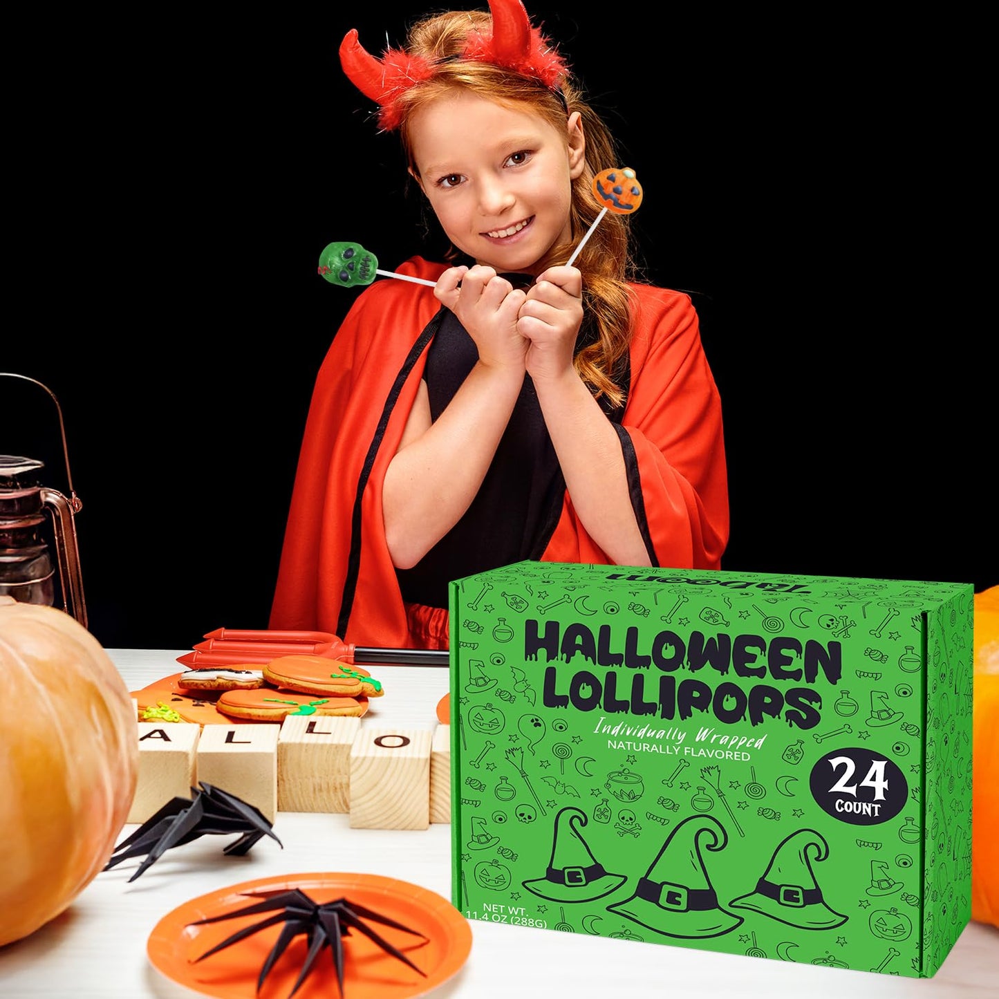 Halloween Lollipops 24 Count Individually Wrapped Dye-Free Suckers, Spooky Themed Shapes - Fun Halloween Candy For Trick-or-Trea