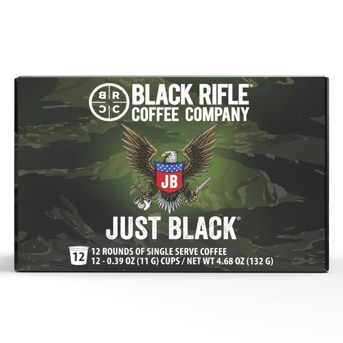 Black Rifle Coffee Company Just Black Medium Roast K Cups - 12 Count - Compatible with Keurig 1.0 & 2.0 - Made from Arabica Beans