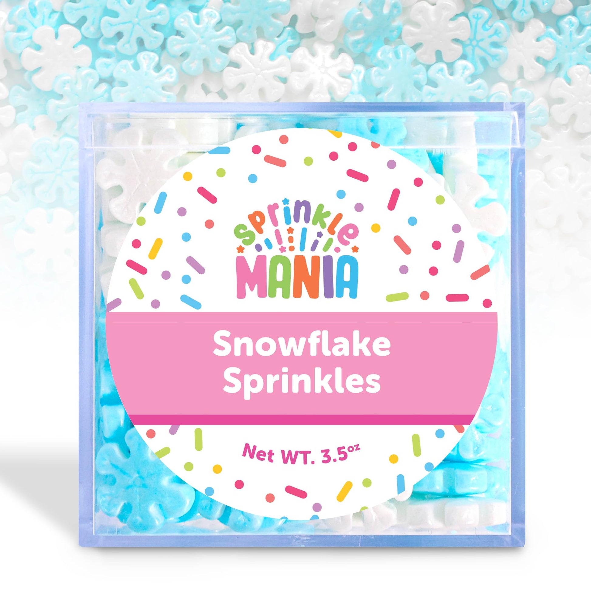 Sprinklemania Snowflake Themed Christmas Sprinkles, Winter Mix, 3.5 oz, Blue & White for Holiday Cake Decorations