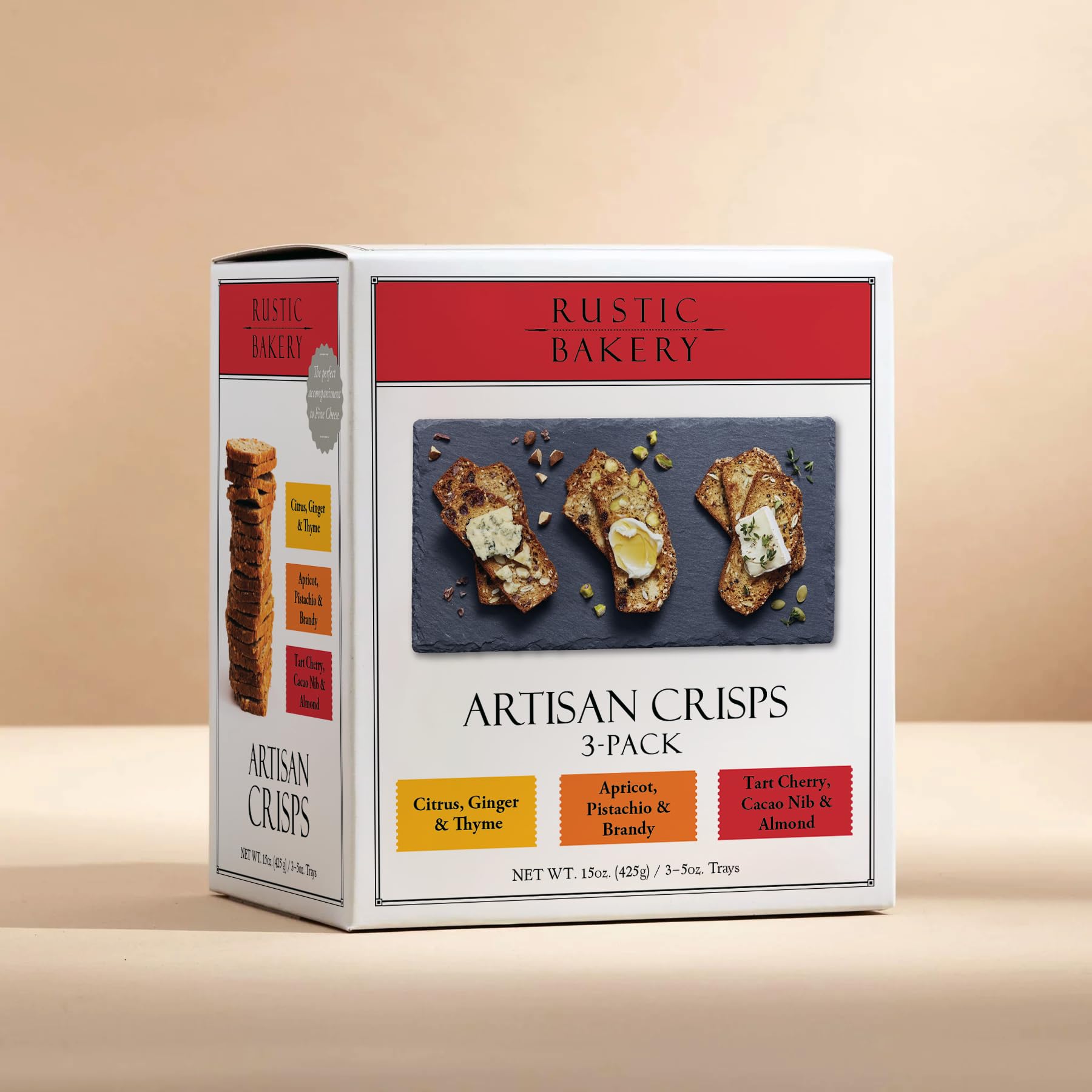 Rustic Bakery Artisan Crisps Multi Pack - Citrus Ginger, Apricot Pistachio, Tart Cherry - 15 Oz Box (5 Oz Each Flavor)