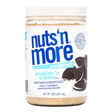 Nuts N More Cookies N Cream Peanut Butter Powder, All Natural Keto Snack, Low Carb, Low Sugar, Non-Gmo, High Protein Flavored Nu