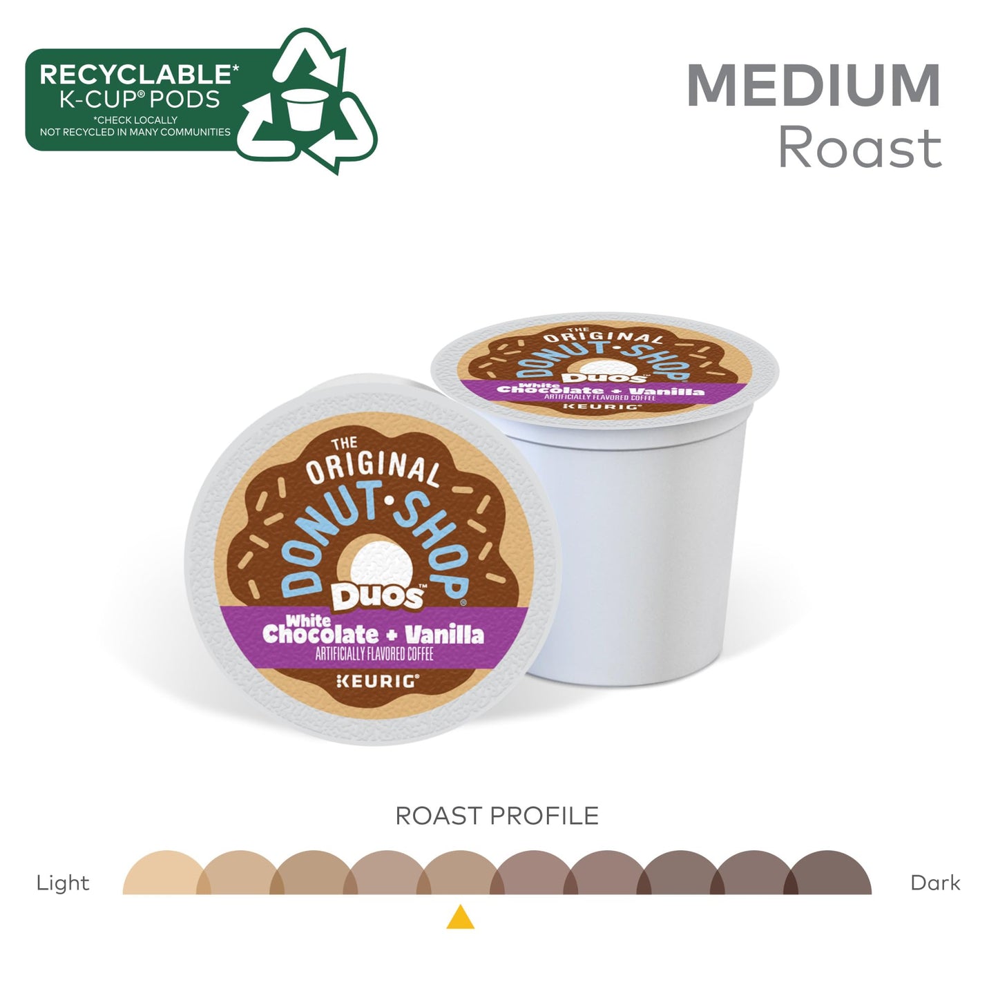 The Original Donut Shop Duos White Chocolate + Vanilla, Keurig Single Serve K-Cup Pods, 96 Count
