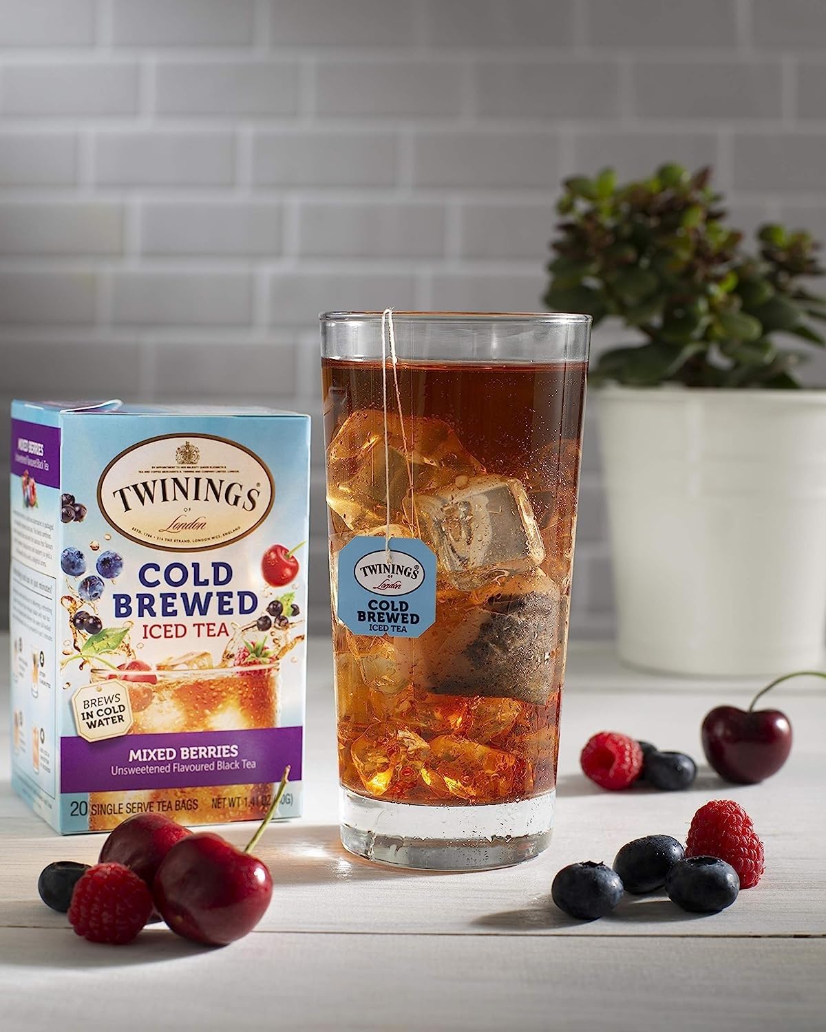 Twinings Mixed Berries Cold Brewed Iced Tea Bags, 20 Count (Pack Of 6), Unsweetened Flavoured Black Tea, Caffeinated
