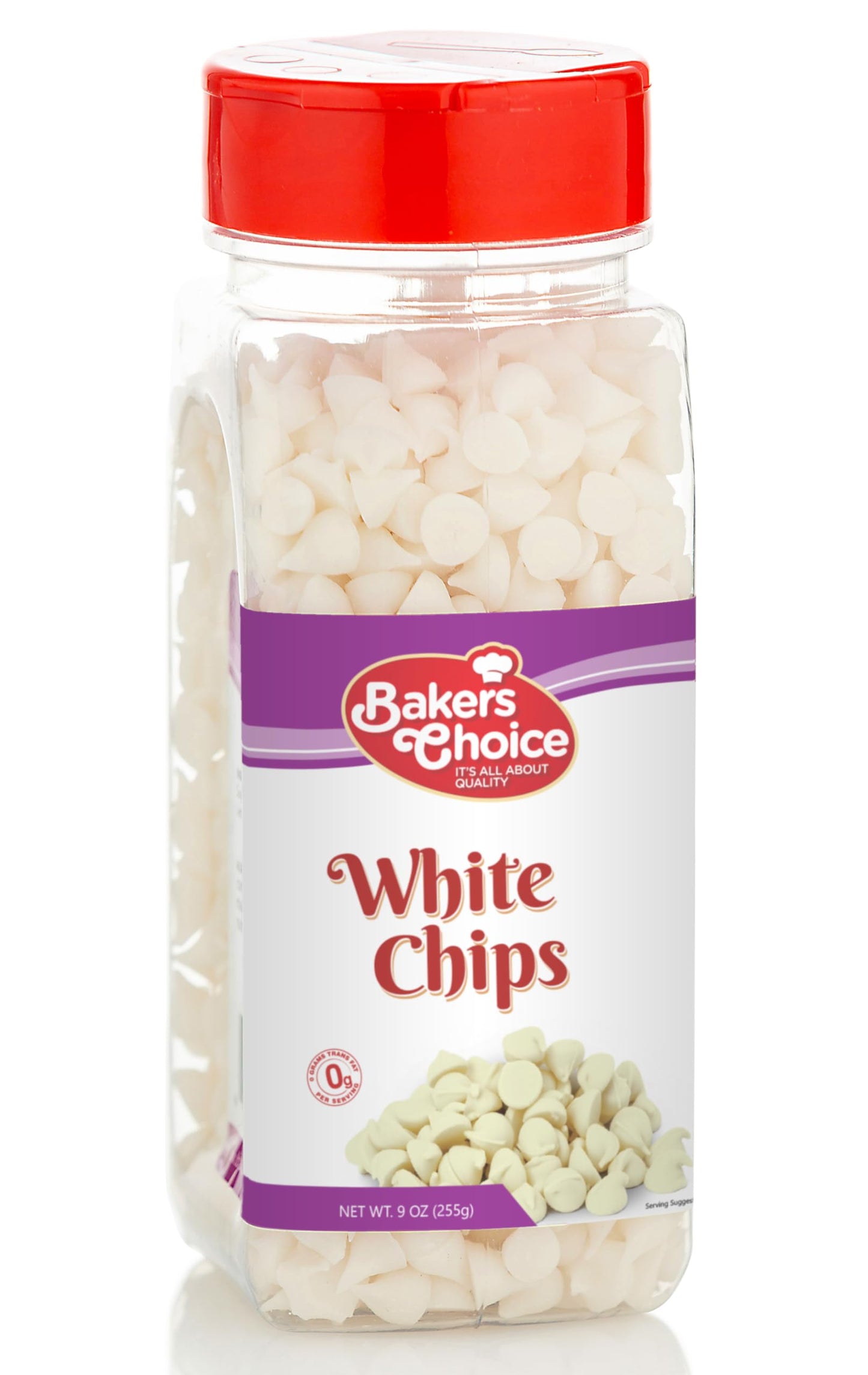 White Chocolate Flavored Chips Non Dairy, Kosher 9 ounce. Bakers Choice.