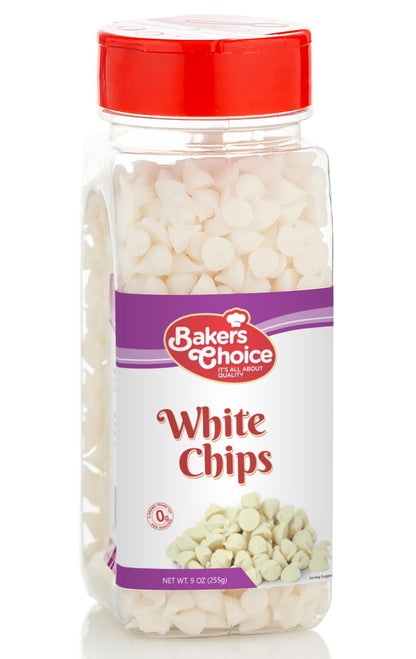White Chocolate Flavored Chips Non Dairy, Kosher 9 ounce. Bakers Choice.