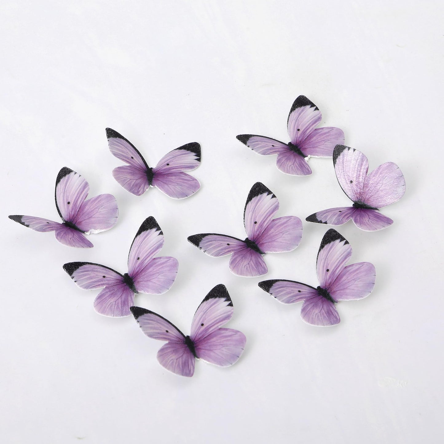 50Pcs Edible Butterflies Cake Decorations-Small Pastel Purple Butterfly Cake And Cupcake Toppers Wafer Paper Butterfly Decor For