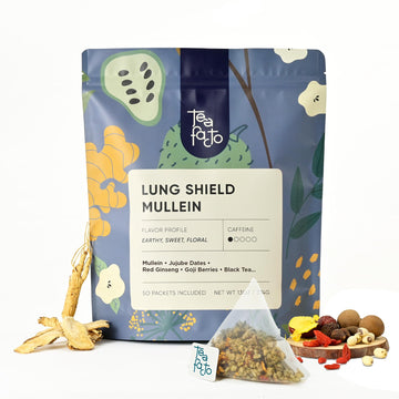 Tea Facto Lung Shield* Mullein Tea Bags - Whole Leaves Mullein Leaf Tea with 8 Herbs - 50 Bulk Packs