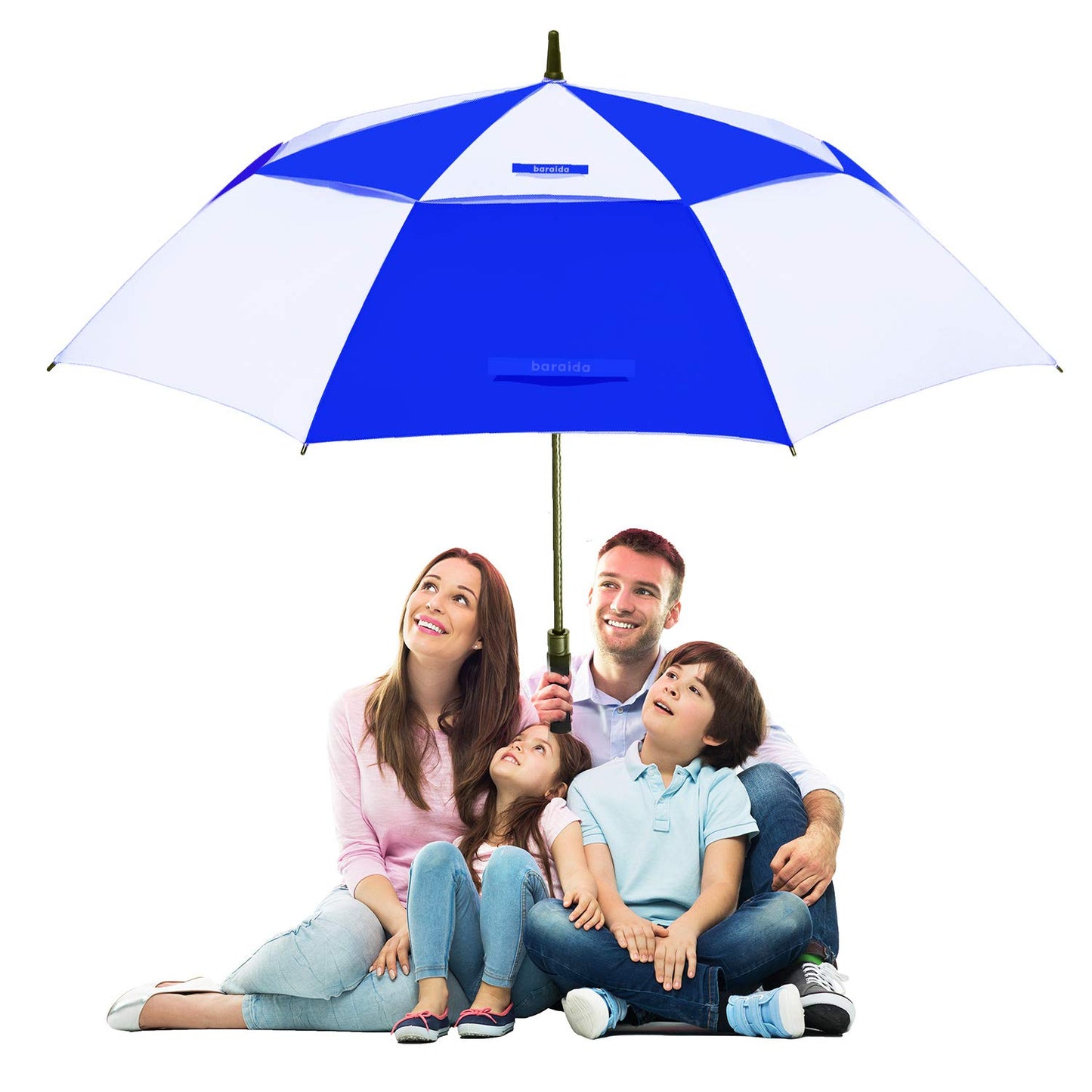 Baraida Golf Umbrella Large 62/68/72 Inch, Extra Large Oversize Double Canopy Vented Windproof Waterproof Umbrella, Automatic Open Golf Umbrella For Men And Women And Family.(68 Inch,White/Blue)