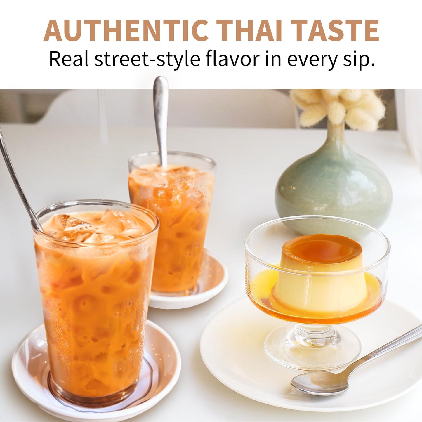 Soeos Thai Tea Flavored Powder, 2.2 lbs (1kg) - Instant Bubble Tea Mix with Creamer & Sugar, Easy to Prepare, Perfect for Boba D