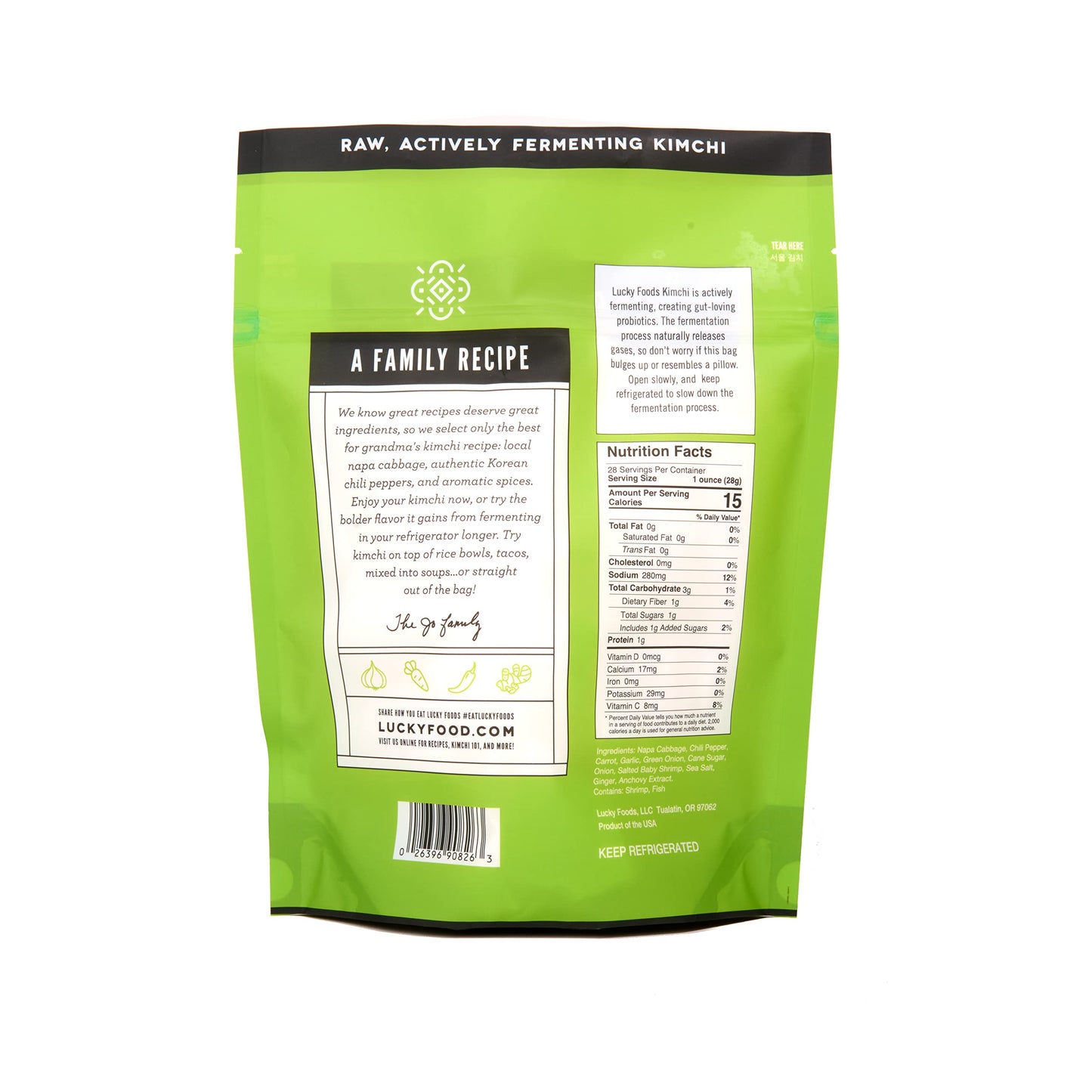Lucky Foods Seoul Kimchi, (28Oz / 1.75 Lbs), Authentic Korean Premium Fermented Napa Cabbage Kimchi, / (????, Original, Made In