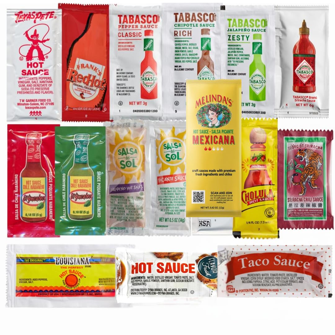 Hot Sauce Variety Pack Box 40 Single Serve Packets Up To 15 Brands Gift Box For Hot Sauce Lovers Travel Lunches Meal Prep By June Street Market