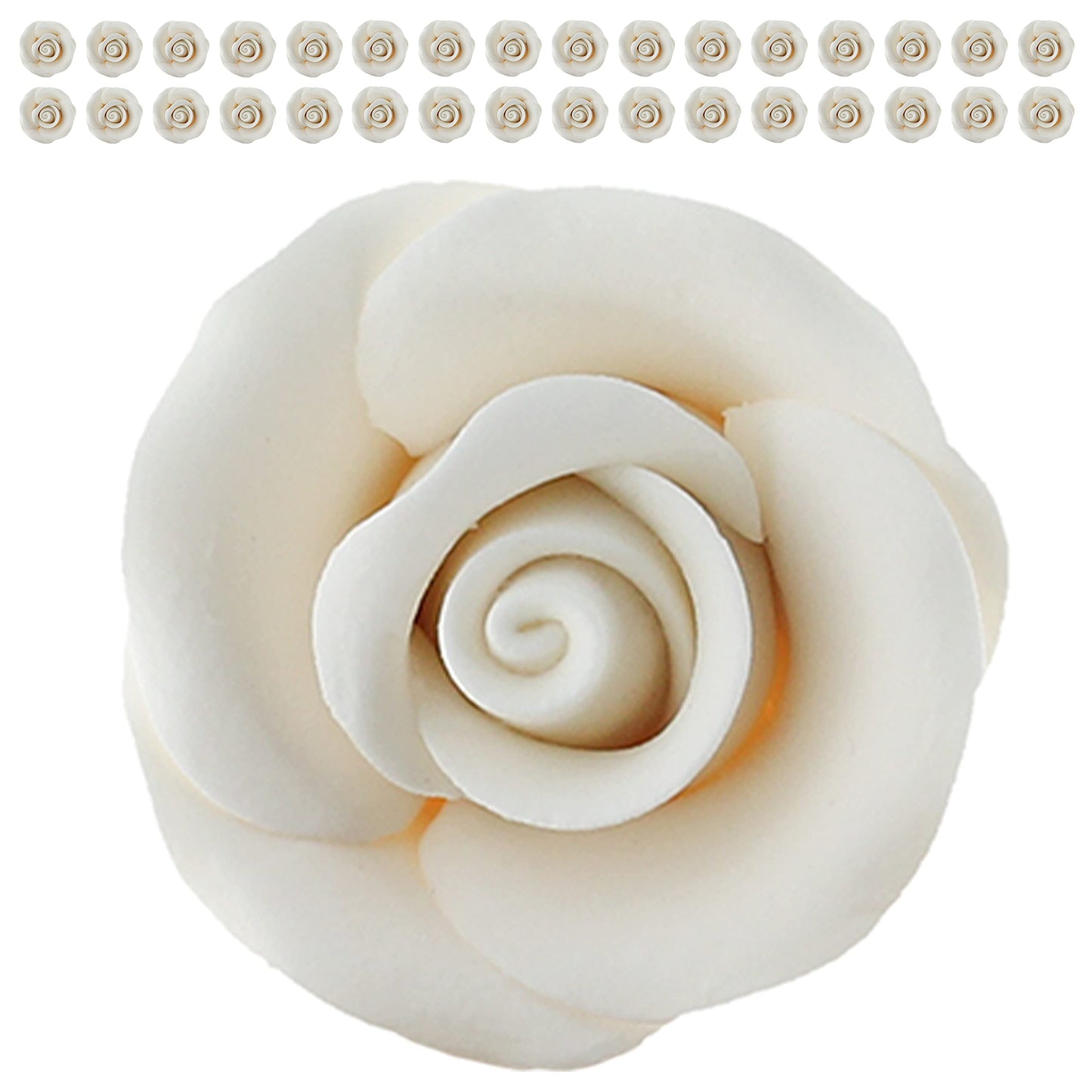 Global Sugar Art enhanced Rose Sugar Cake Flowers, White Small Unwired, 12 Count by Chef Alan Tetreault