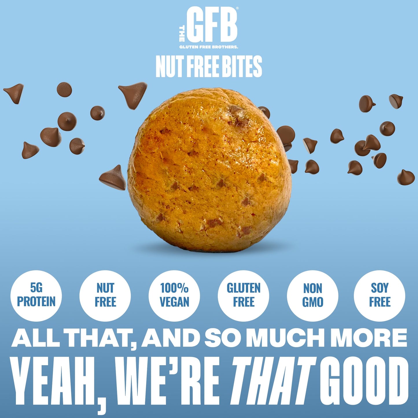 The GFB Gluten Free Chocolate Chip Cookie Dough Bites - Vegan, Nut Free, 4 oz (6 Count)