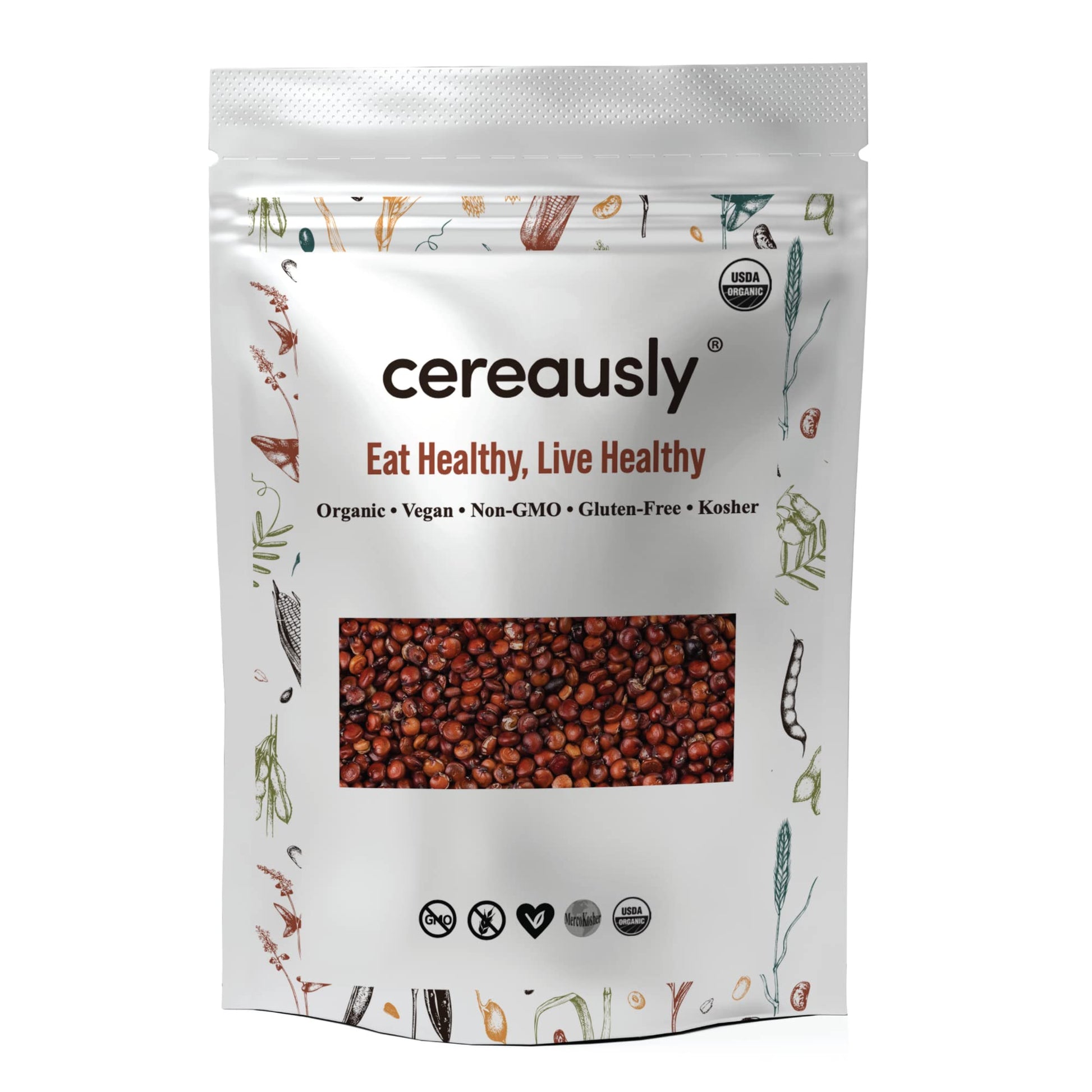 Cereausly Organic Red Quinoa, Vegan, Gluten-Free, Non-GMO, 4 lb Bulk Pack