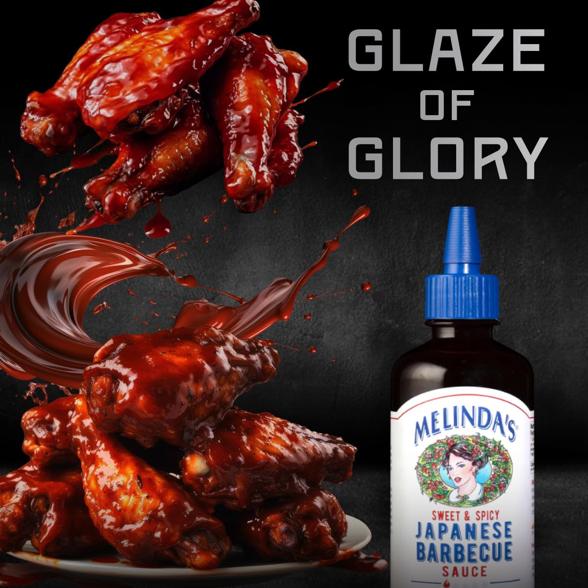 Melindas Japanese BBQ Sauce - Gourmet Japanese Spicy Sauce and Marinade Made with Soy, Ginger, Garlic, Red Chilies & Honey - Glu