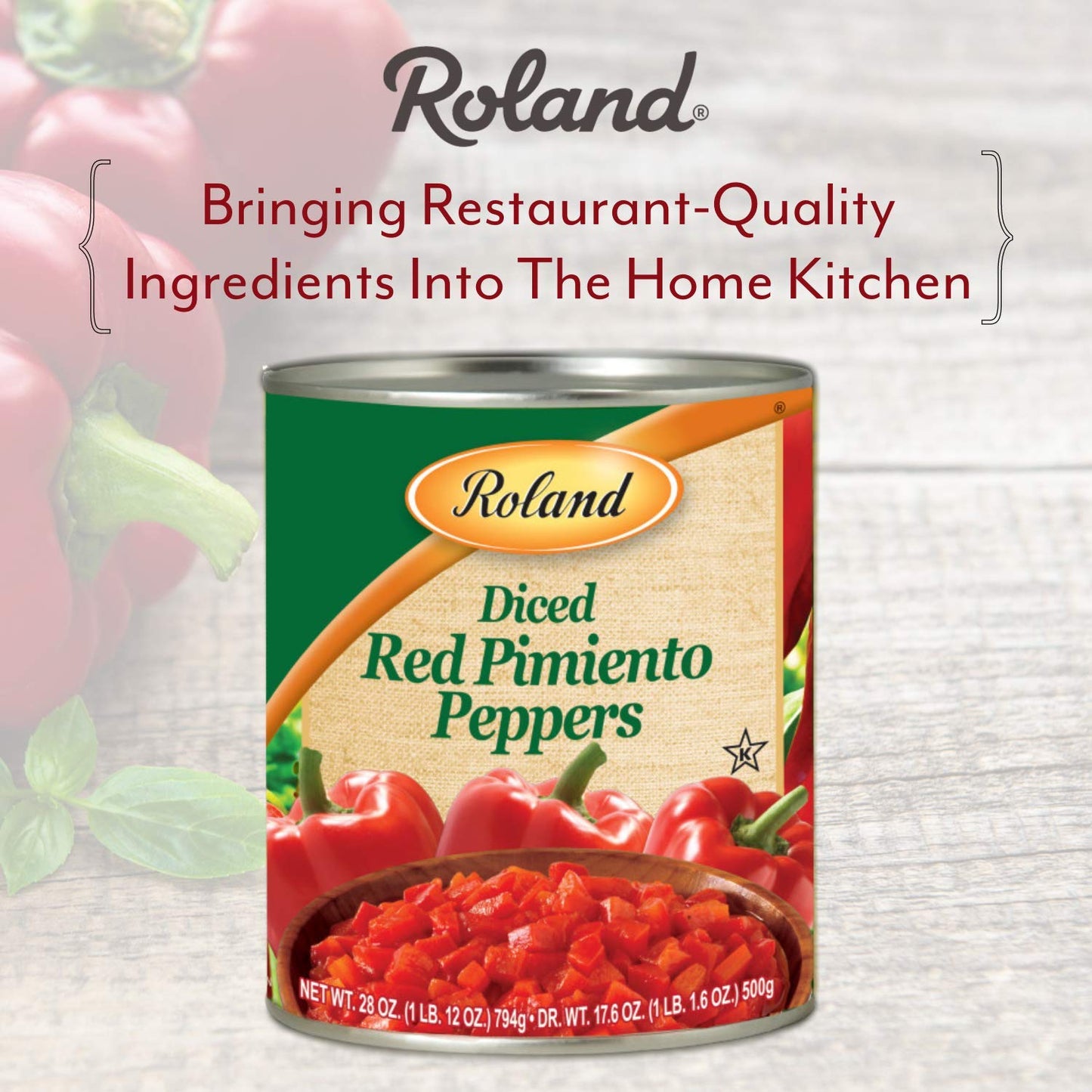 Roland Diced Red Pimiento Peppers, Specialty Imported Food, 28-Ounce Can ( 6 Count) - Packaging May Vary