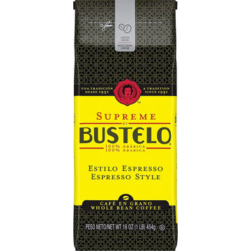 Supreme By Bustelo Whole Bean Espresso Coffee, 16-Ounce Bag (1 Pound)