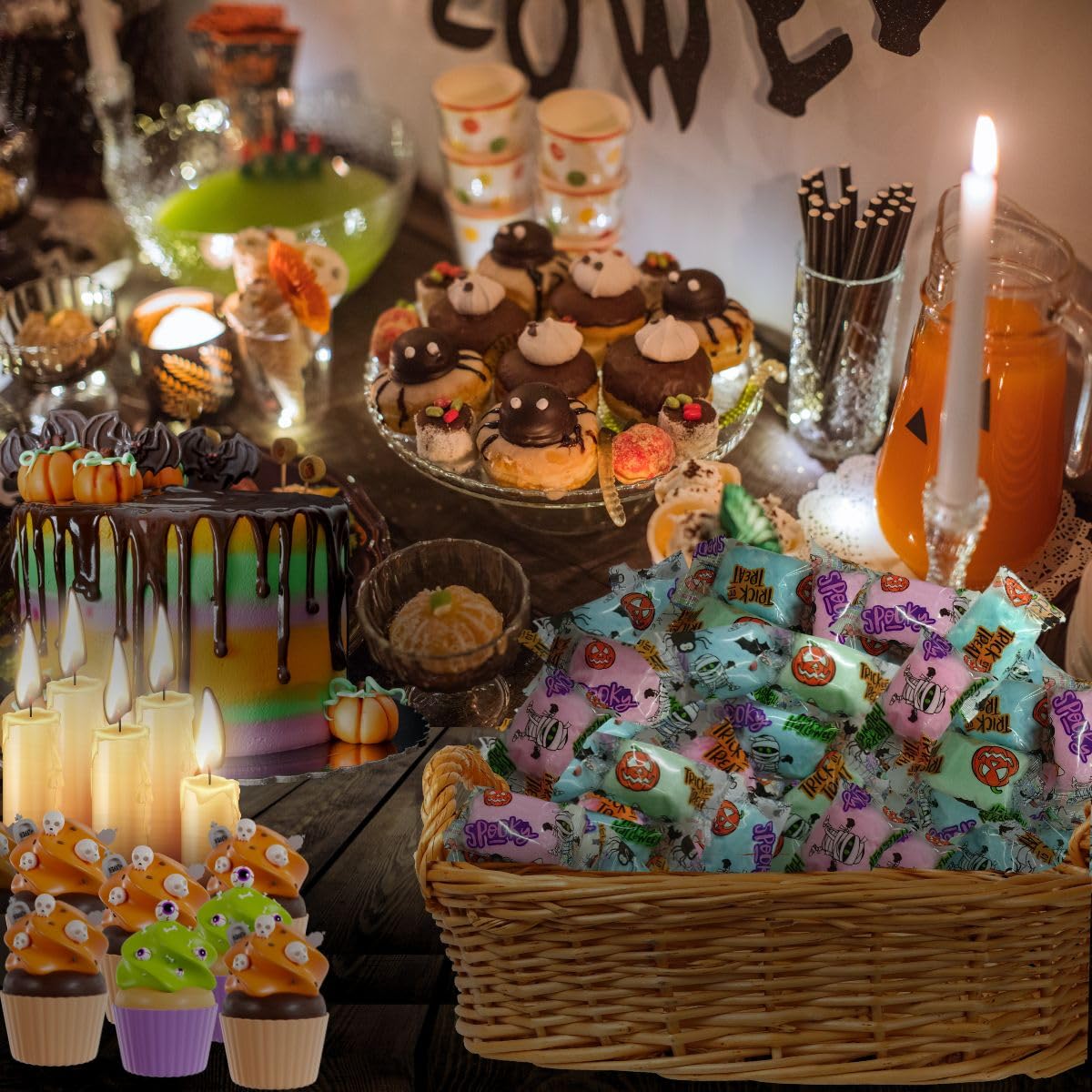 Lupy Lups! Cotton Candy Party Pack Halloween Edition - 0.5 oz 24 Pack Each, Individually Wrapped - Perfect for Stockings, Treats