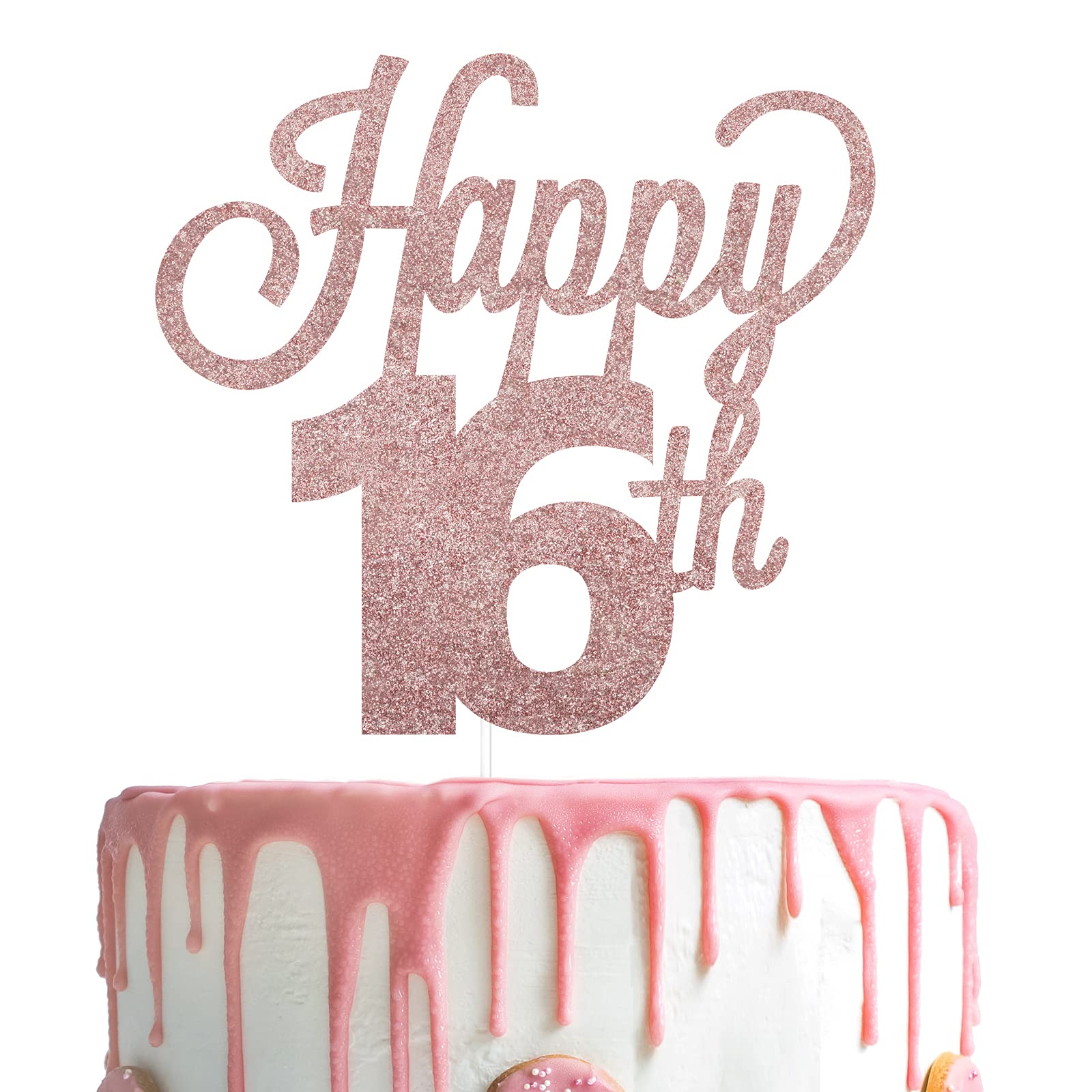 Lingteer Happy 16Th Birthday Cake Topper - Cheers To 16Th Birthday Sixteen Years Old Birthday Party Cake Decorations Sign.
