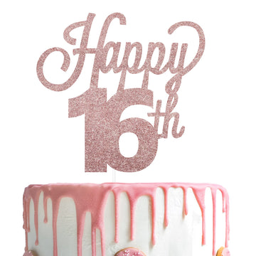 Lingteer Happy 16Th Birthday Cake Topper - Cheers To 16Th Birthday Sixteen Years Old Birthday Party Cake Decorations Sign.