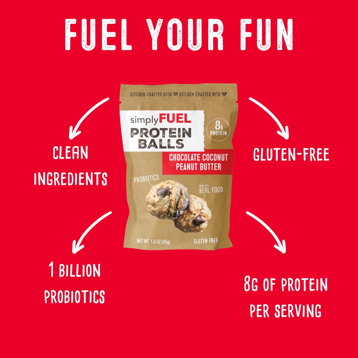 simplyFUEL Whole Food Protein Balls - Gluten Free Energy Snacks, Chocolate Coconut Peanut Butter, 24 Packs (1.6oz each)
