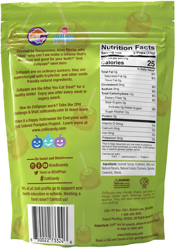 Zollipops Caramel Green Apple Lollipops - Sugar-Free, Allergy-Free, Vegan, Keto & Diabetic Friendly, Clean Teeth Candy - Irresis
