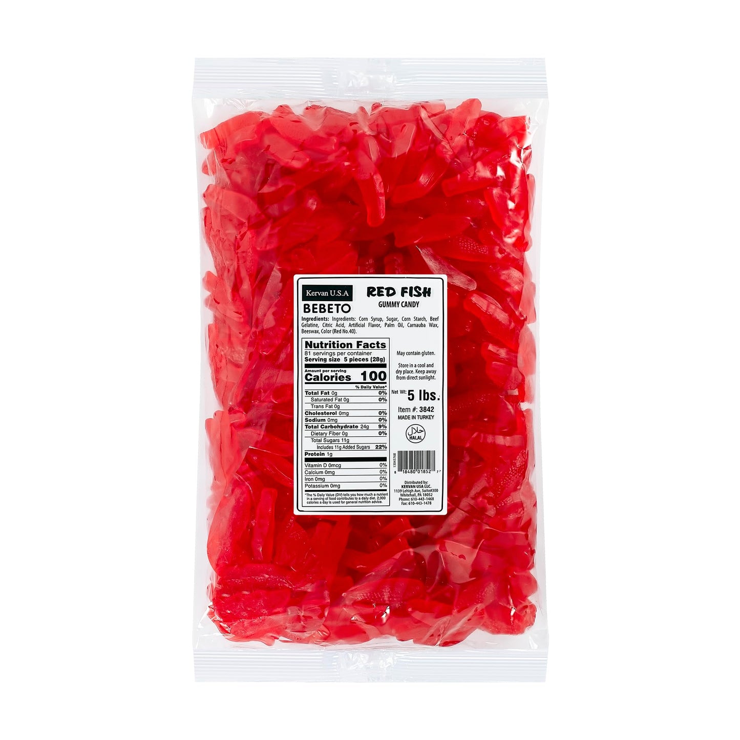 Kervan Candy Bebeto Red Fish Gummies - Fruity, Soft & Sweet Gummy Candy Bulk for Kids, Gift Snacks and Parties - Red Fish Gummy 