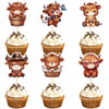 Keaziu Cupcake Toppers 24 Pack Highland Cow Picks Paper 2x0.2 Cow 2 Birthday Decorations Party Supplies