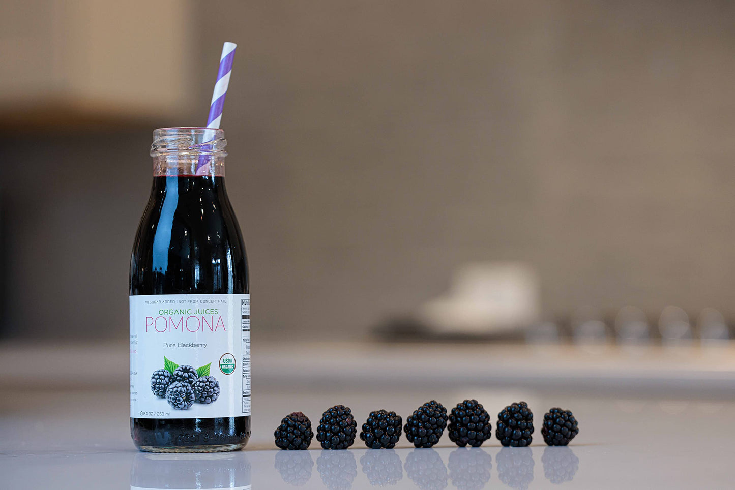 Pomona Organic Blackberry Juice (Pack Of 12), Cold Pressed Usda Organic Juices, 100% Blackberries, No Added Sugar, Not From Conc