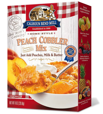 Calhoun Bend Mill Peach Cobbler Mix | Easy To Make Classic Southern Dessert | Versatile Crust Mix For Peach & Other Fruit Fillings | Sweet And Crunchy | Ideal For Baking Enthusiasts - 8 Oz (Pack Of 1)