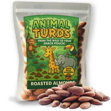 Gears Out Animal Turds Roasted Almonds - Unique Wildlife-Inspired Snacks, 8 oz
