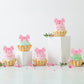 YCTHUNFISH 30 Pack Pink Bow Cupcake Toppers Paper Bowknot Decorations for Birthday Party, Wedding, Bridal Shower