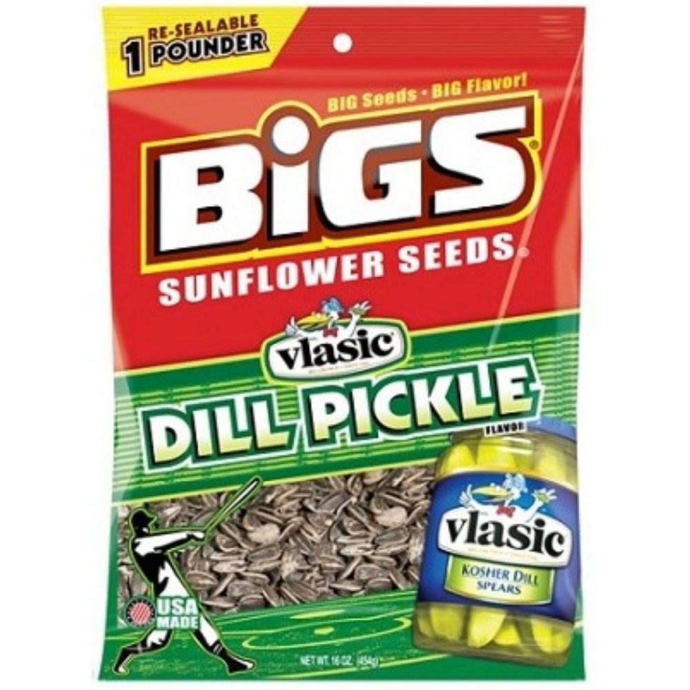 Bigs Vlasic Dill Pickle Sunflower Seeds, 16-Ounce (Pack of 8)