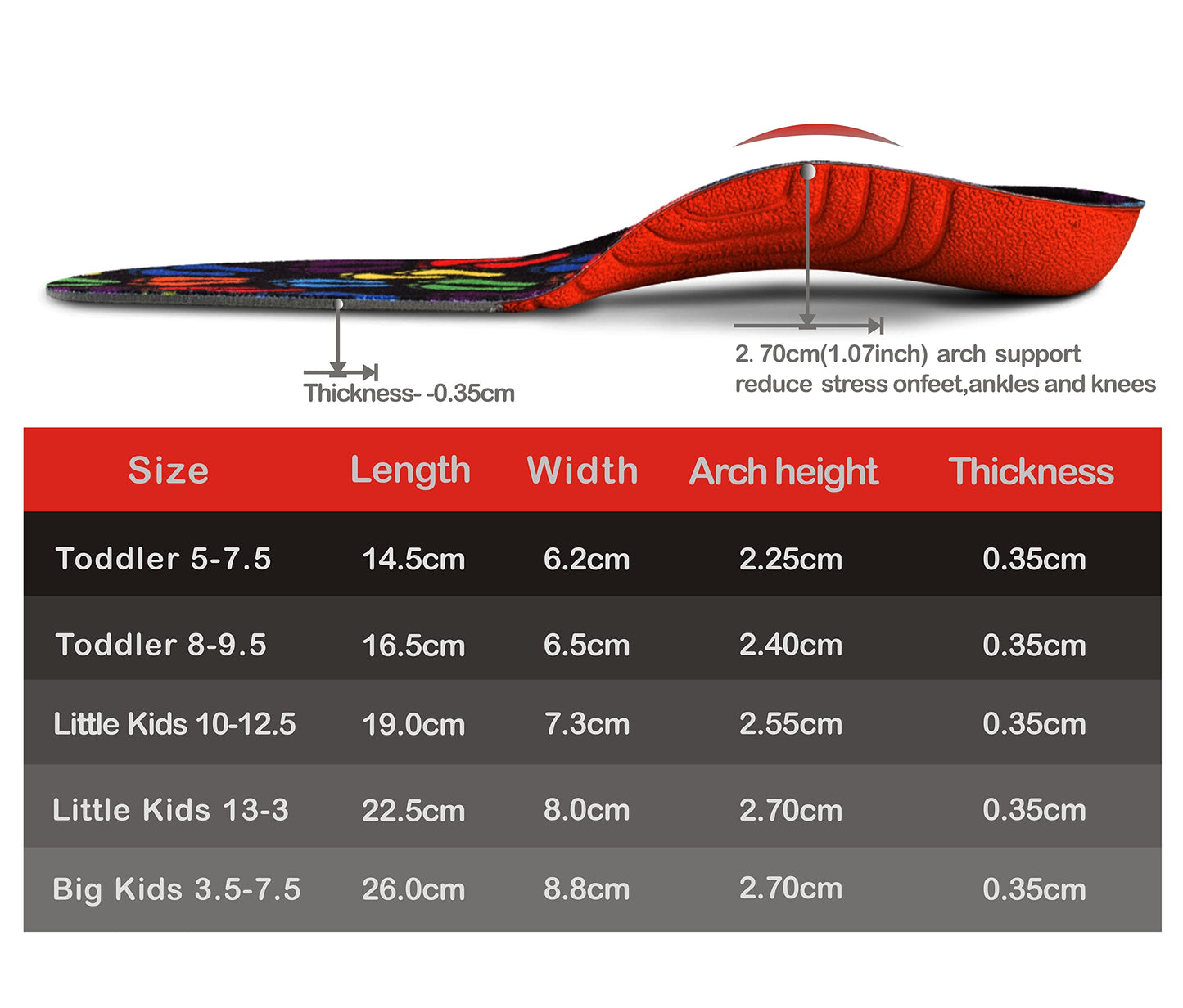 Orthotics Insole Kids - Orthotic Shoes Inserts For Flat Feet And Arch Support (Little Kids 13-3)