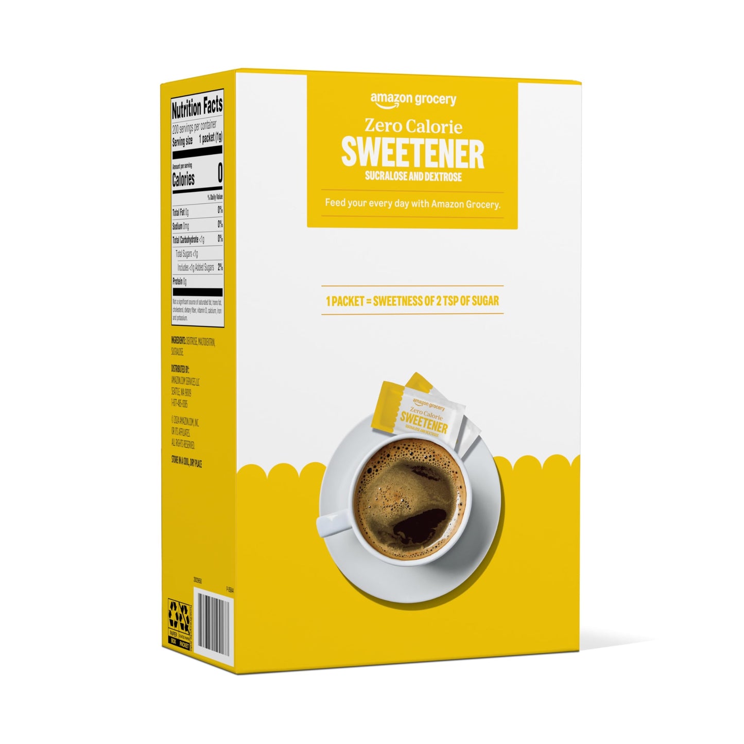 large online retailer Grocery Zero Calorie Sucralose and Dextrose Sweetener Packets, 250 Ct, Previously Happy Belly, Packaging May Vary