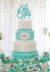 [Usa-Sales] She Said Yes Cake Topper, Teal, Bridal Shower, Engagement Party Decoration, By Usa-Sales Seller