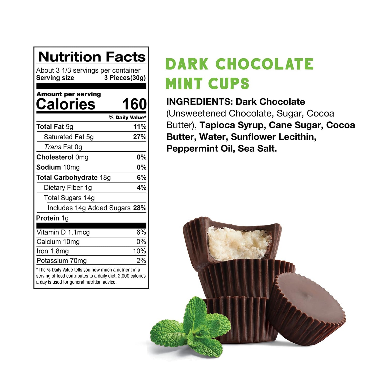 Free2B Dark Chocolate Mint Mini Cups, Safe For School And Allergy Friendly - Gluten-Free, Dairy-Free, Nut-Free, And Soy-Free - D