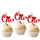 24 Pcs One Cupcake Toppers With Love Glitter Sweet Valentine'S Day 1St Birthday Party Cupcake Picks Wedding Anniversary Valentin