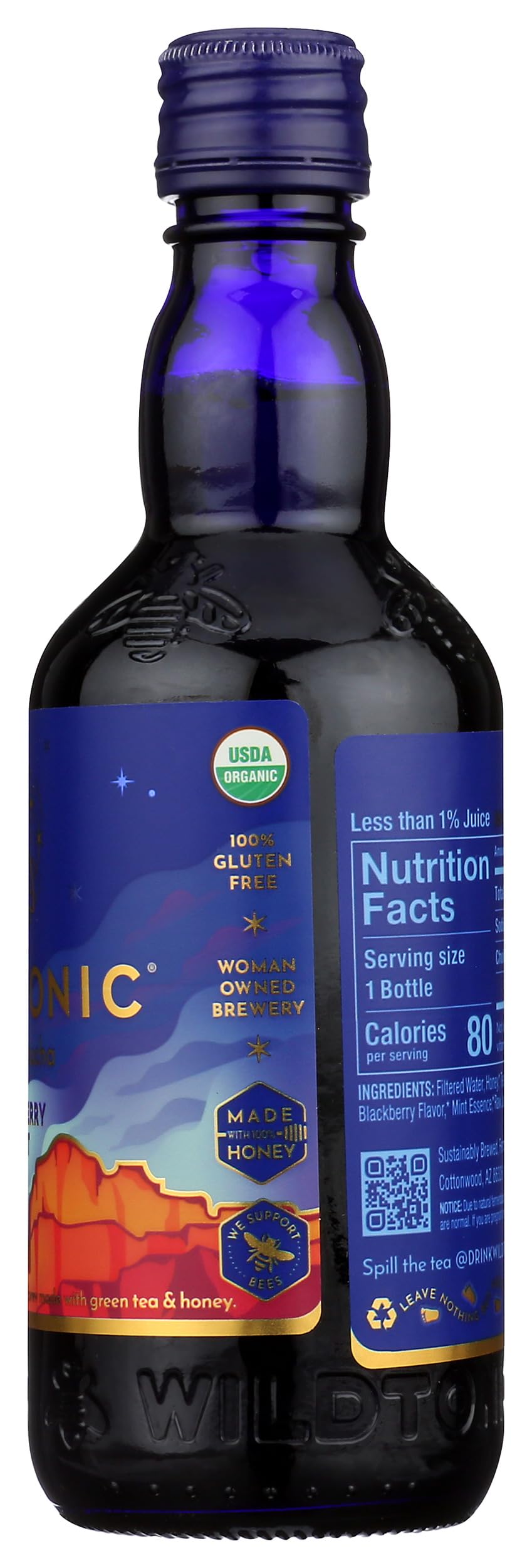 WILD TONIC Organic Blackberry Mint Jun Kombucha - 12 Fl Oz - Refreshing Probiotic Drink