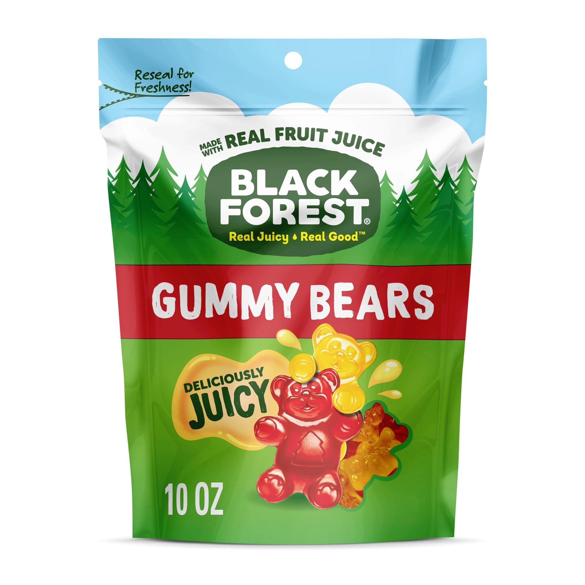 Black Forest Gummy Bears, Fruit Flavor, Made with Real Fruit Juice, 10 oz