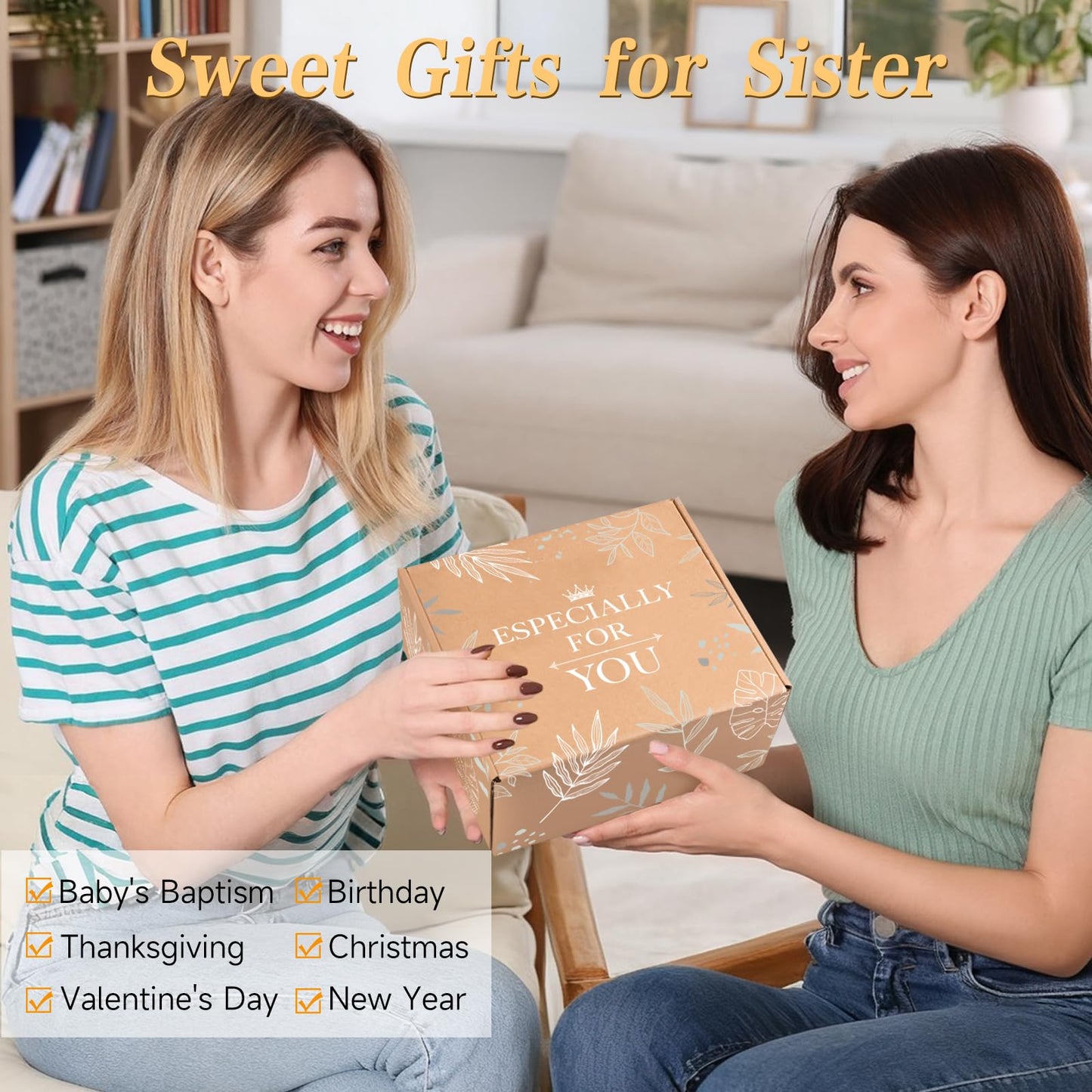 Iaovueby Sister Birthday Gifts, Sisters Gifts From Sister, Unique Friendship Gift For Best Friend Besties, Sisters Birthday Christmas Mothers Day Valentines Thank You Gift Baskets For Women
