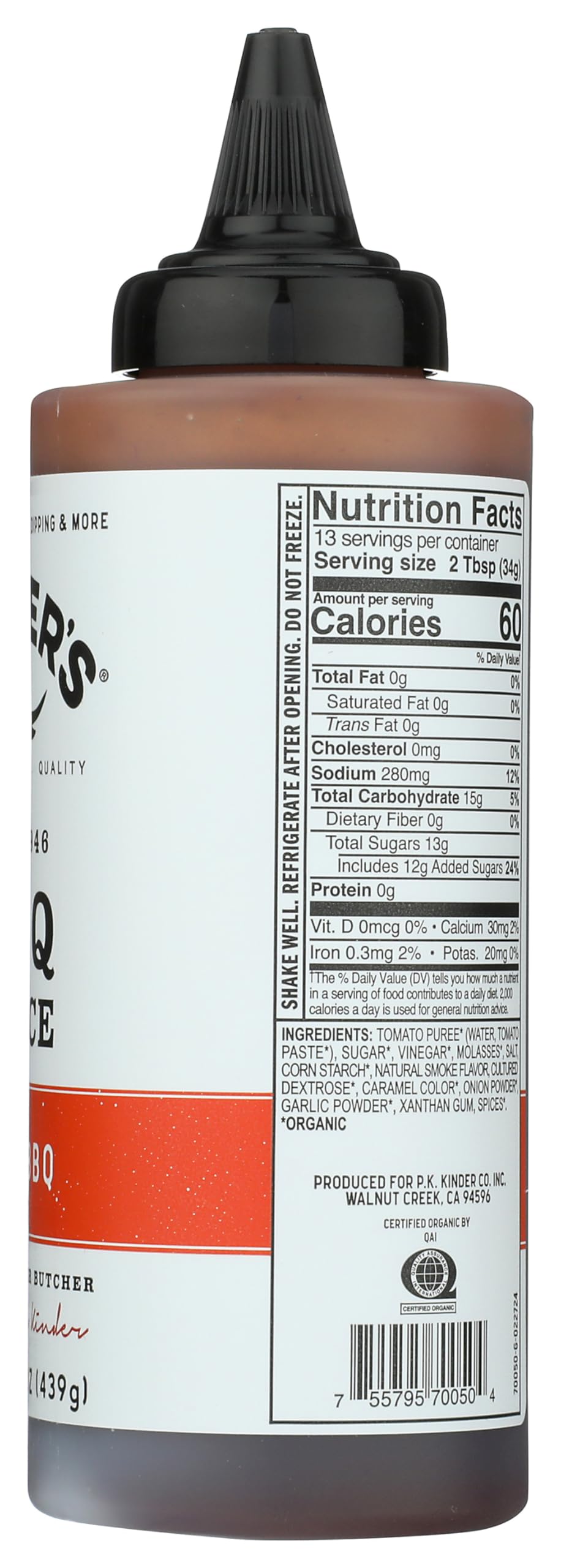 Kinders Organic Mild Bbq Sauce 15.5Oz, 15.5 Oz