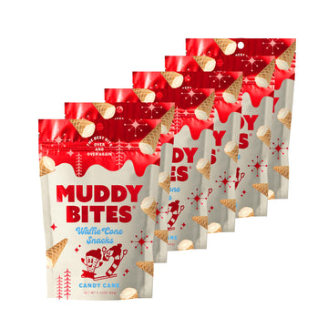 Muddy Bites Waffle Cone Snacks Bite Sized Chocolate Filled Waffle Cones for Snack or Dessert, Candy Cane, Made with Cane Sugar, 
