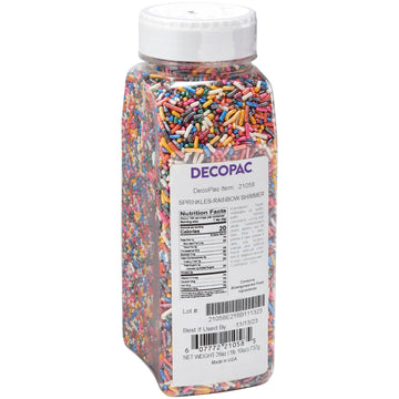 DecoPac Rainbow Shimmer Sprinkles | Extra Large 26oz Pack | Cake Sprinkle Mix, Fancy Sprinkles For Cake Decorating, Handheld Con