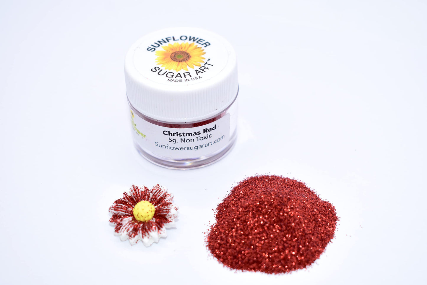 Christmas Holiday Red Cake Glitter Pigment | Shiny Bright Redd Cake Glitter 5G Jar | Decoration Dust For Cake Decorating, Diy, C